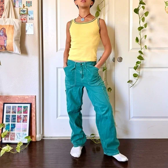 Y2K Teal Baggy Pants - Picture 3 of 6